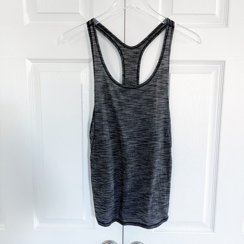 Lululemon On Track Tank Heathered Black Seriously Light Luon Racerback Gorpcore